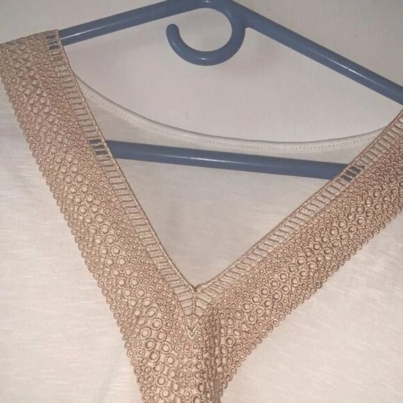 Shein Curve 4XL White Top With Crochet V-Neck & Pom-Pom Trimmed Sleeves - Picture 5 of 9